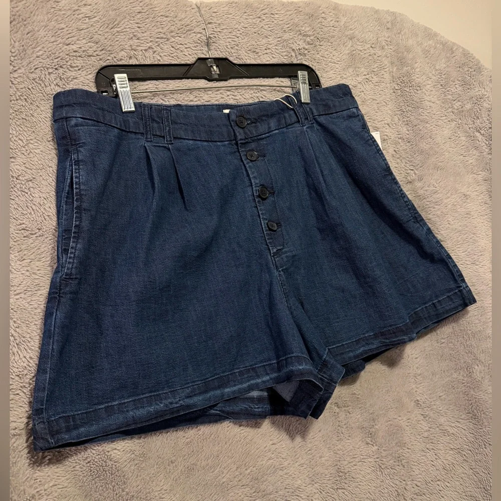 Doen x Gap Shorts Womens 16 / 34 Waist Blue Denim Button Fly High Rise NEW - Picture 13 of 13